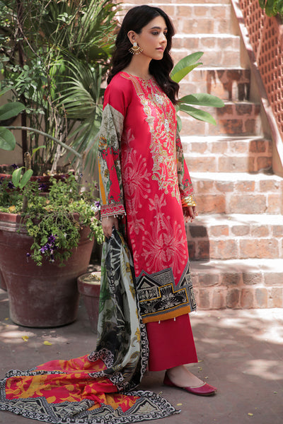 3 Piece - Embroidered Digital Printed Lawn Textured Suit U0423
