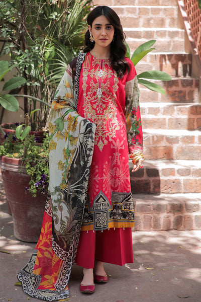 3 Piece - Embroidered Digital Printed Lawn Textured Suit U0423