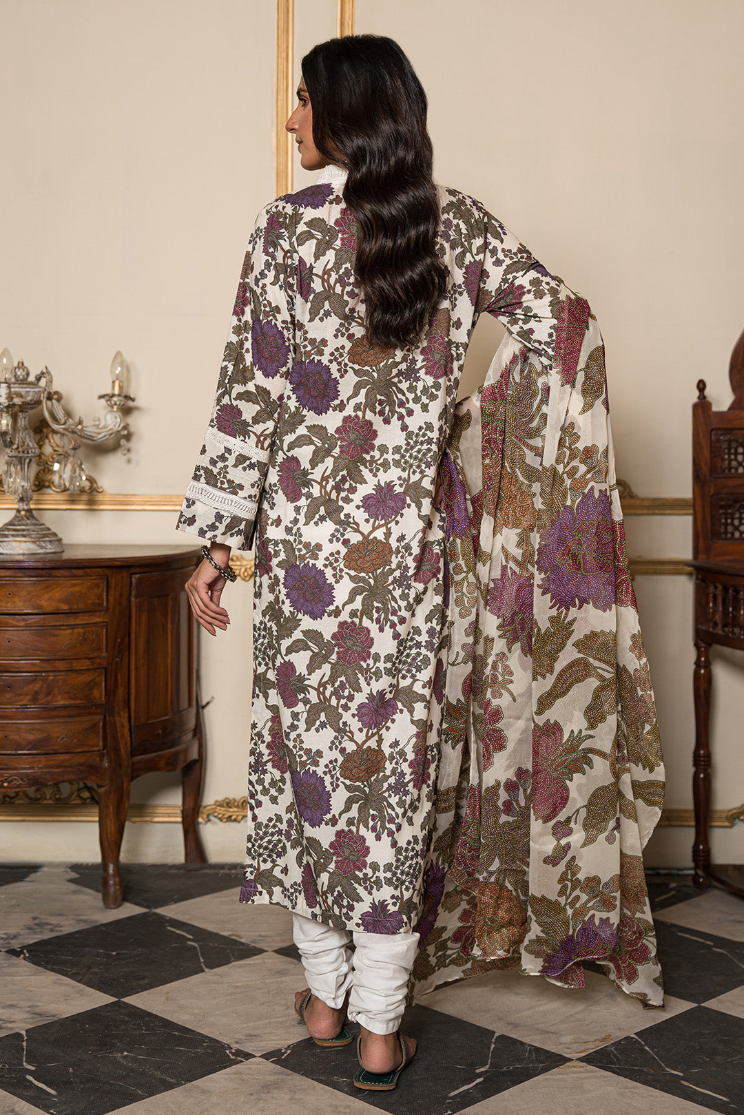 2 Piece - Digital Printed Cotton Cambric Suit U0837A