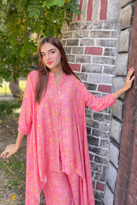 2 Piece - Digital Printed Viscose Slub Linen Suit U0841