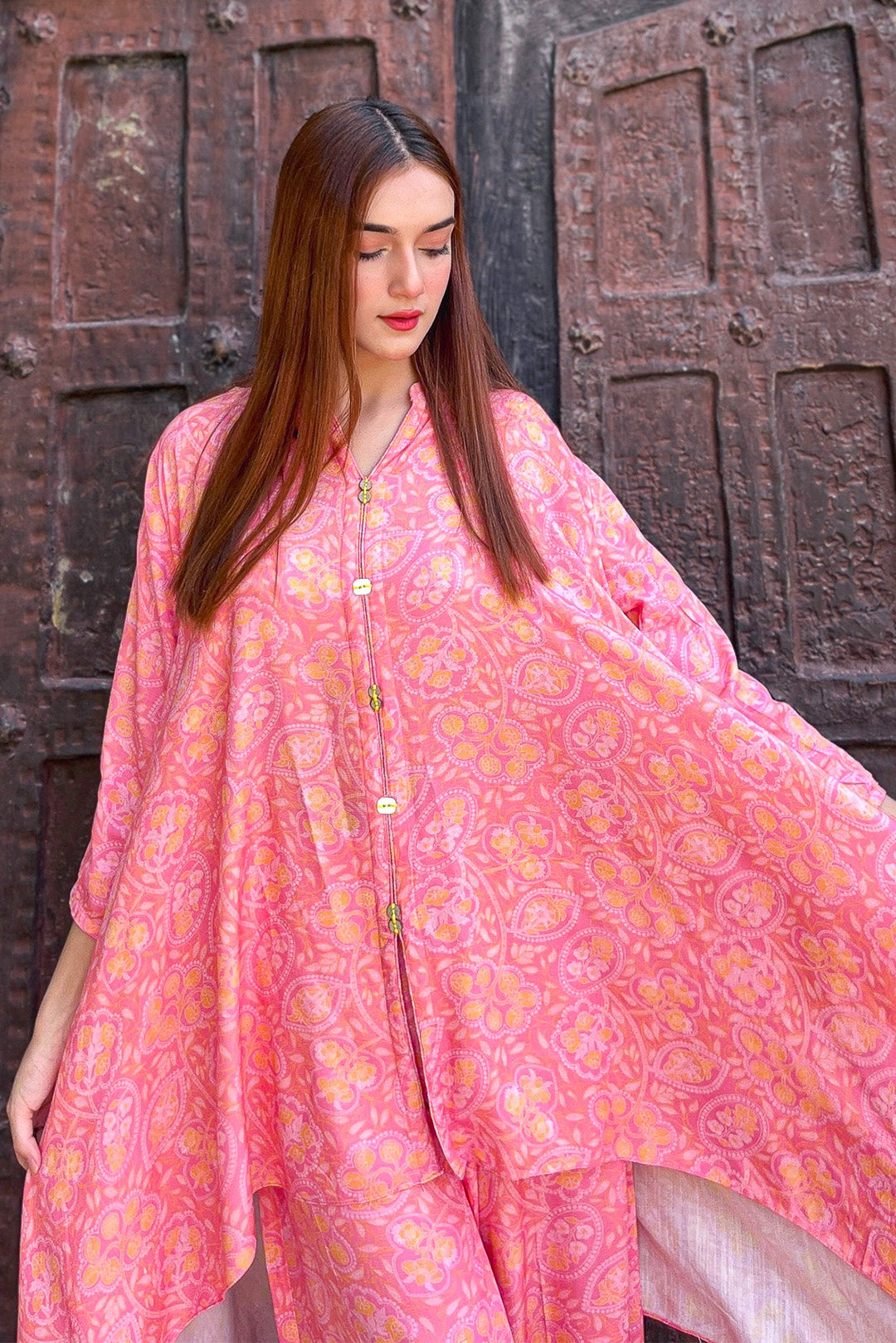2 Piece - Digital Printed Viscose Slub Linen Suit U0841
