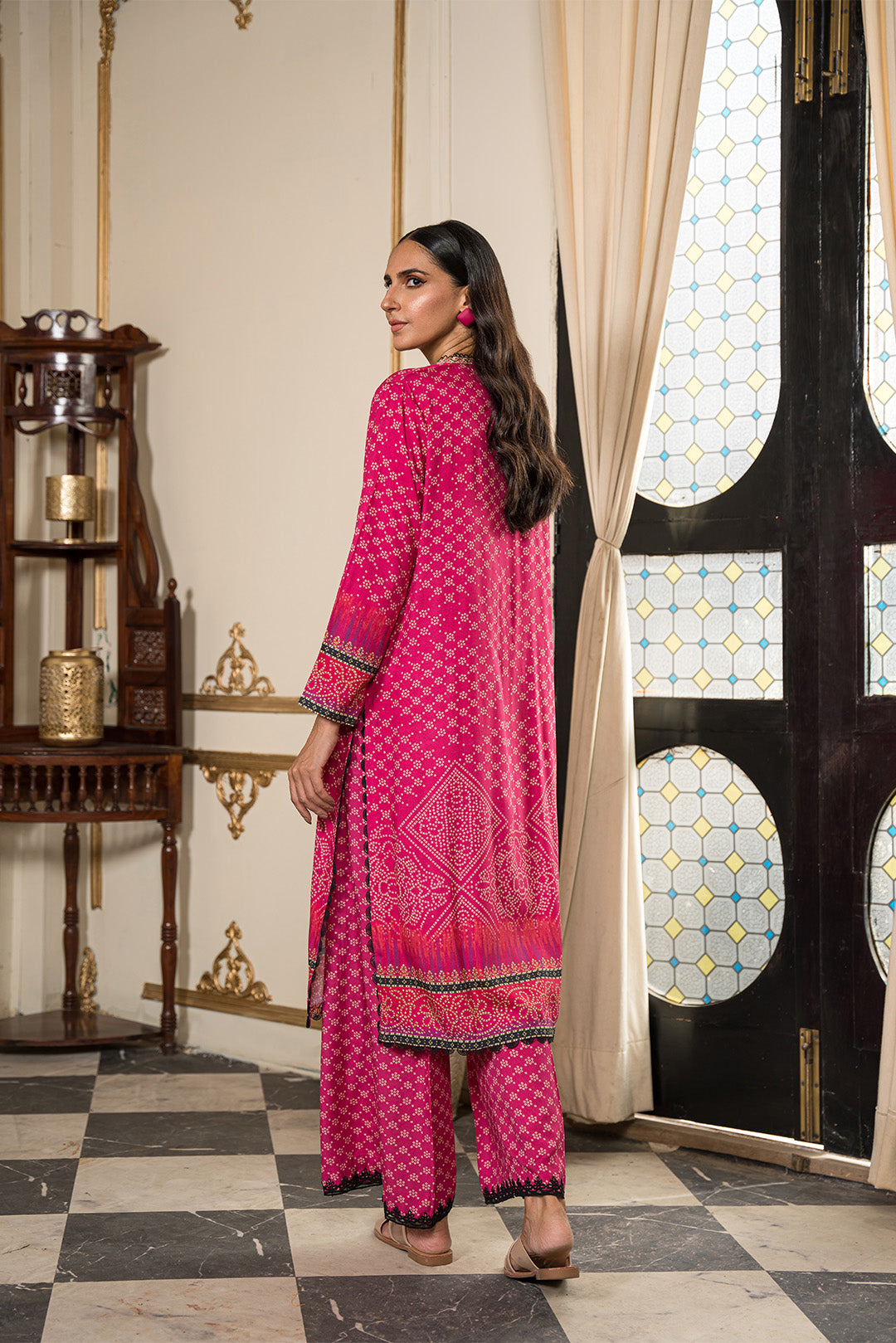 2 Piece - Digital Printed Slub Viscose Linen Suit U0847A