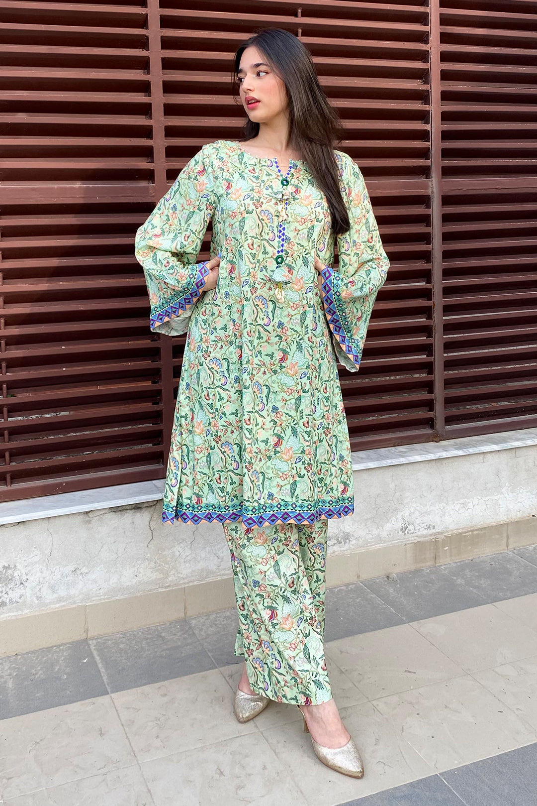 2 Piece - Digital Printed Linen Suit U0852A