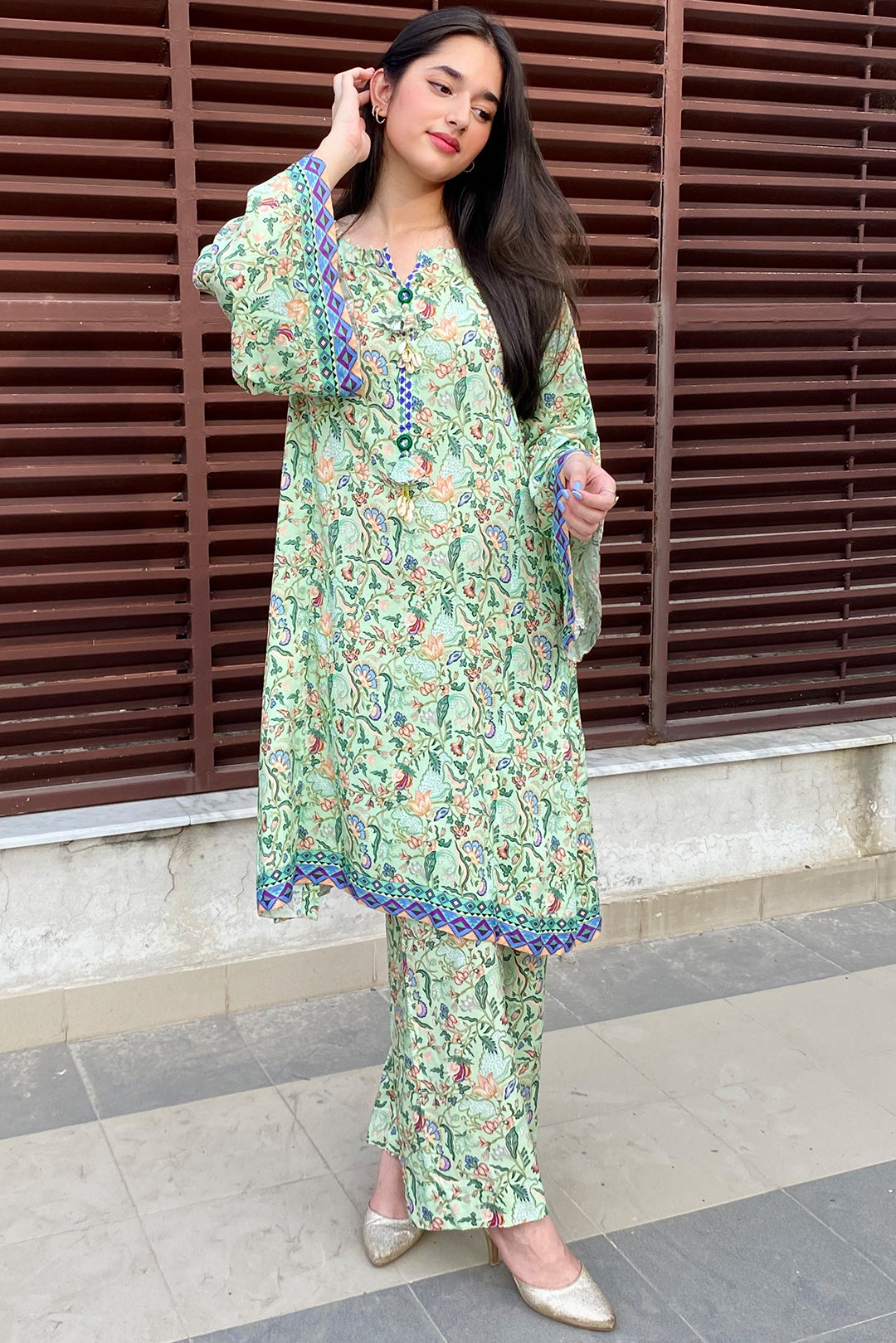 2 Piece - Digital Printed Linen Suit U0852A