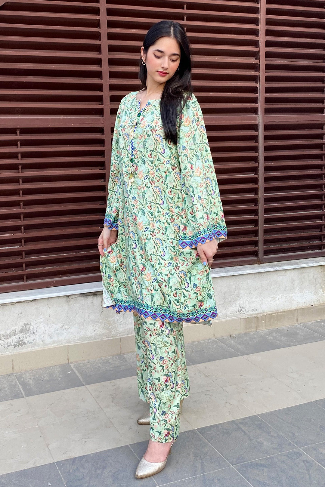 2 Piece - Digital Printed Linen Suit U0852A