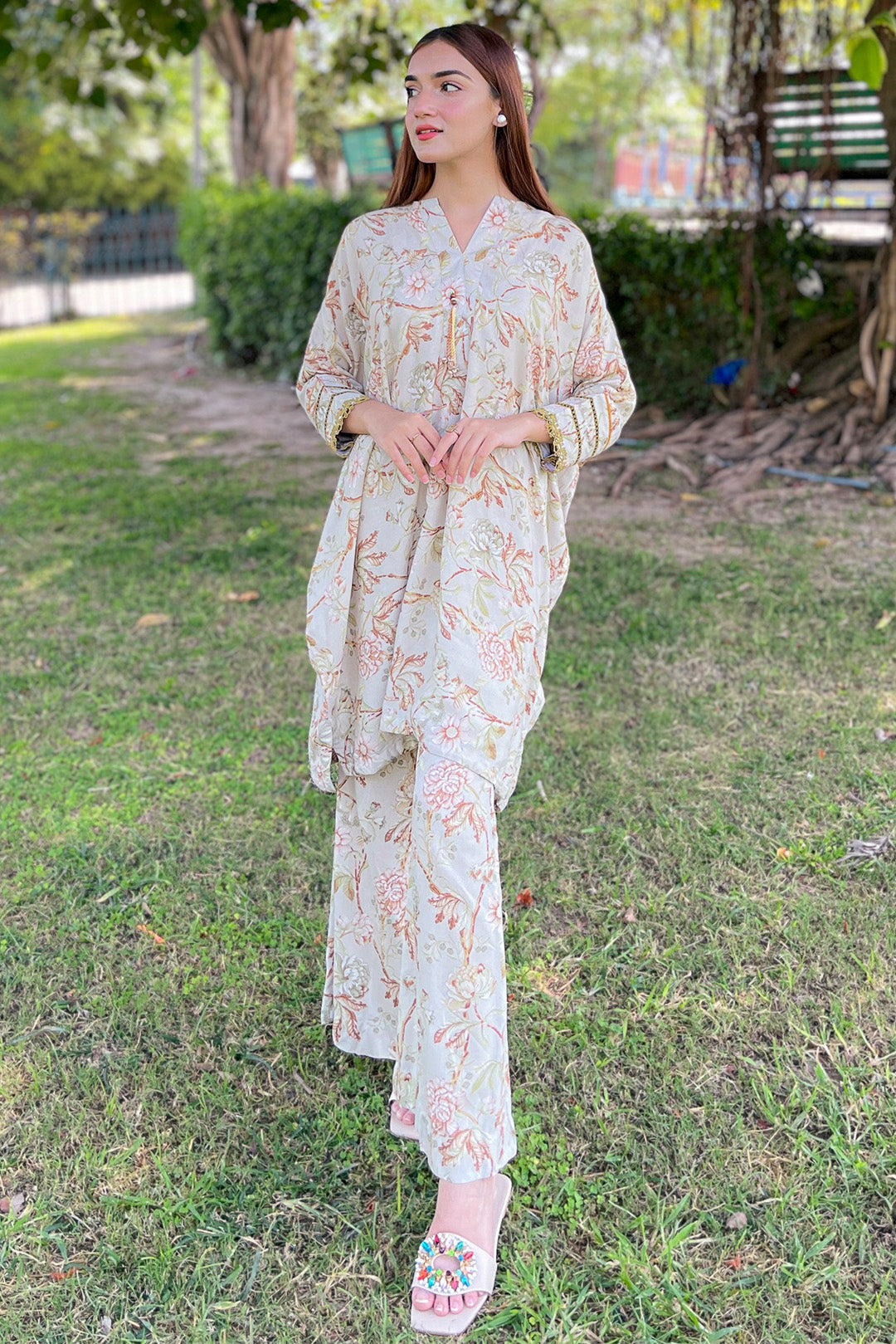 2 Piece - Digital Printed Linen Suit U0853 (SO)