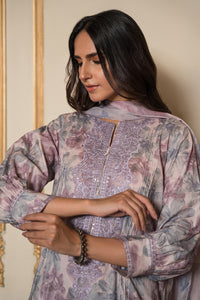 3 Piece - Embroidered Digital Printed Cotton Cambric Suit U0854A