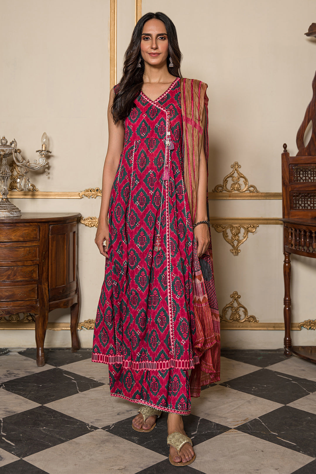 3 Piece - Embroidered Digital Printed Cotton Cambric Suit U0859A