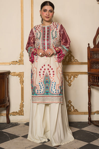 2 Piece - Embroidered Digital Printed Cotton Cambric Suit U0860A