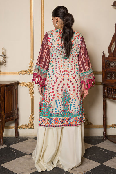 2 Piece - Embroidered Digital Printed Cotton Cambric Suit U0860A