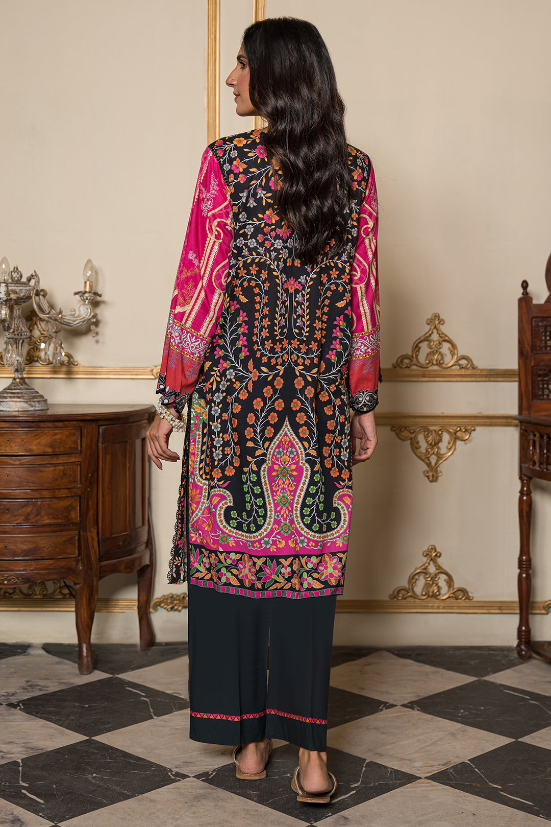 2 Piece - Embroidered Digital Printed Cotton Cambric Suit USP0860