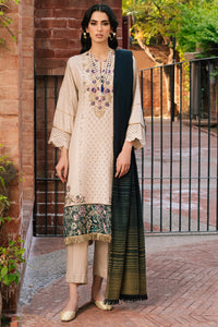 3 Piece - Shiffli Embroidered Textured Linen Suit U0966 (SO)