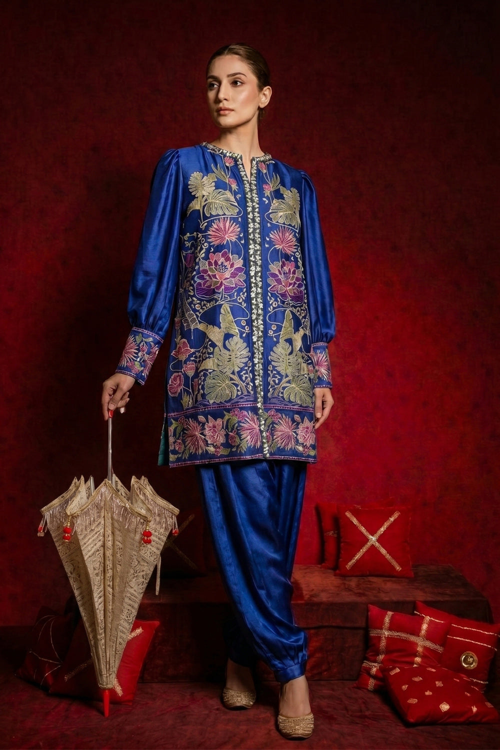 2 Piece - Premium Pure Sheesha Silk Embroidered Suit LFP1167