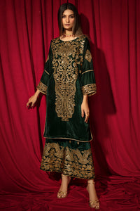 2 Piece - Embroidered Velvet Suit V1004