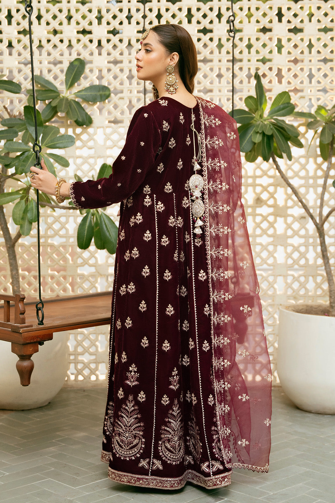 2 Piece - Embroidered Premium Velvet Suit V1007