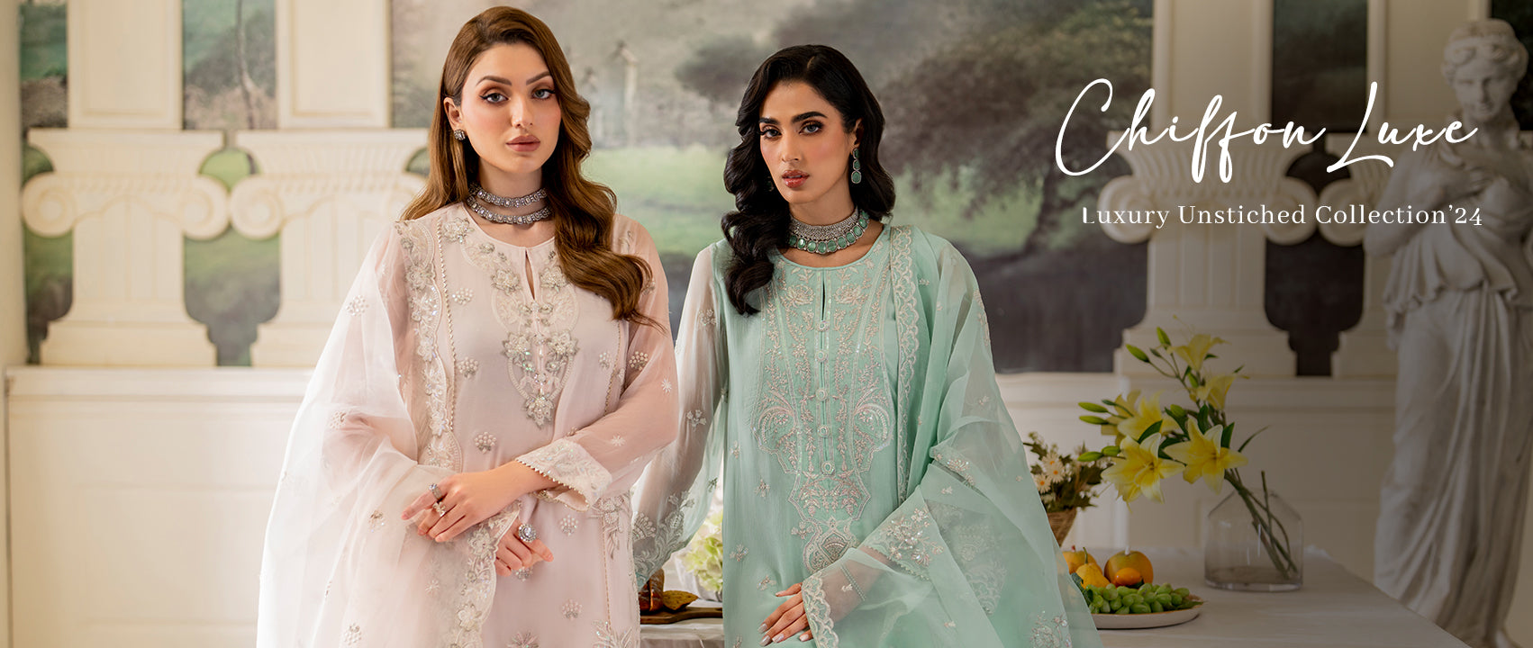 Luxury Chiffon Collection'24 | Unstitched Chiffon Dresses For Women