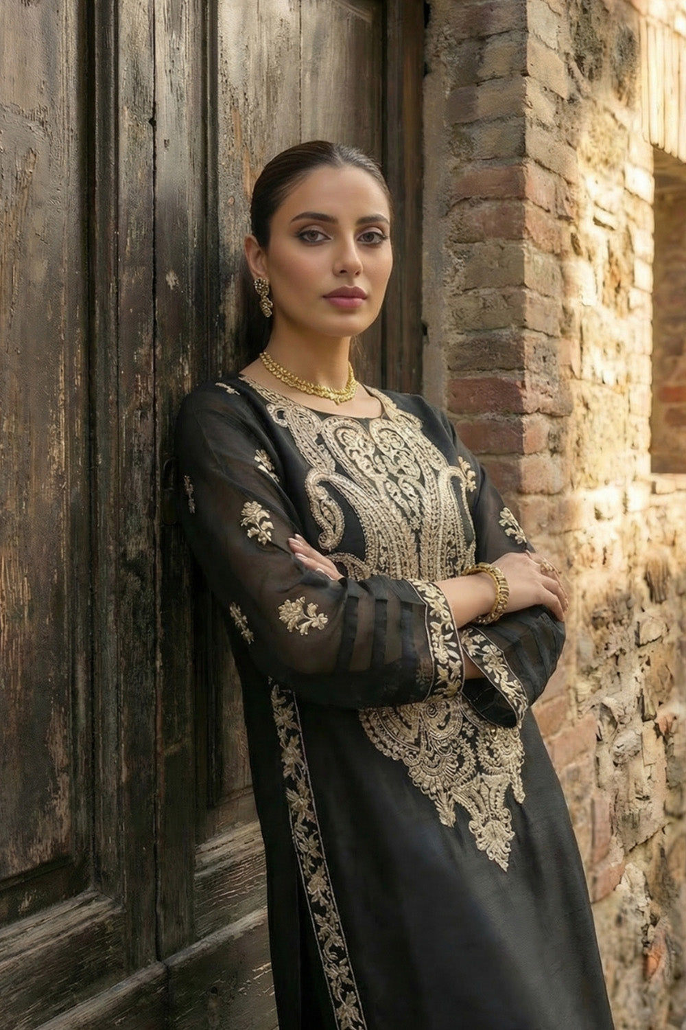 3 Piece - Embroidered Sheesha Silk Suit LFP1145