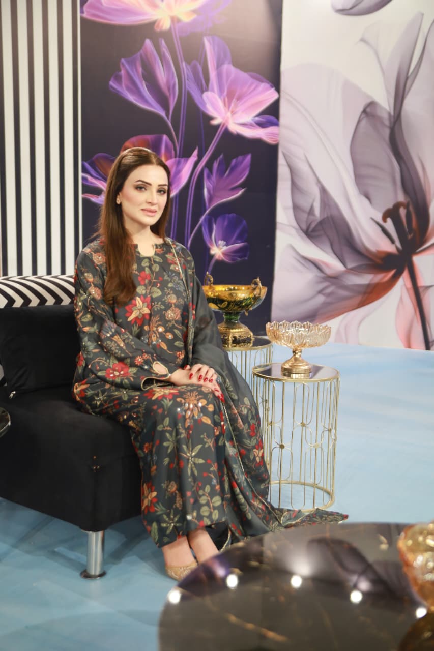 3 Piece - Embellished Printed Shamoz Silk Suit LFP1160