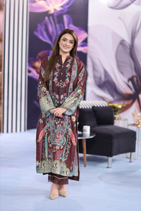 3 Piece - Embellished Printed Shamoz Silk Suit LFP1158