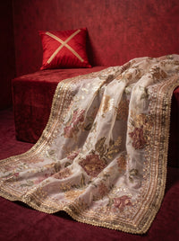 3 Piece - Premium Pure Tussar Silk Embroidered Suit LFP1171