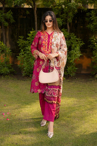 3 Piece - Embroidered Digital Printed Lawn Suit P001245