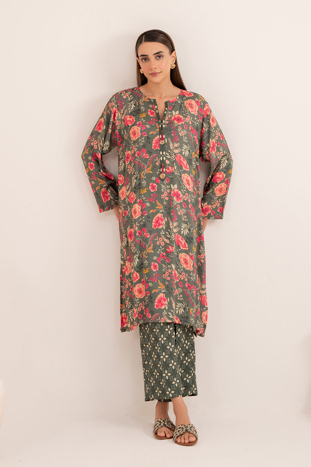 2 Piece - Digital Printed Linen Suit P001207