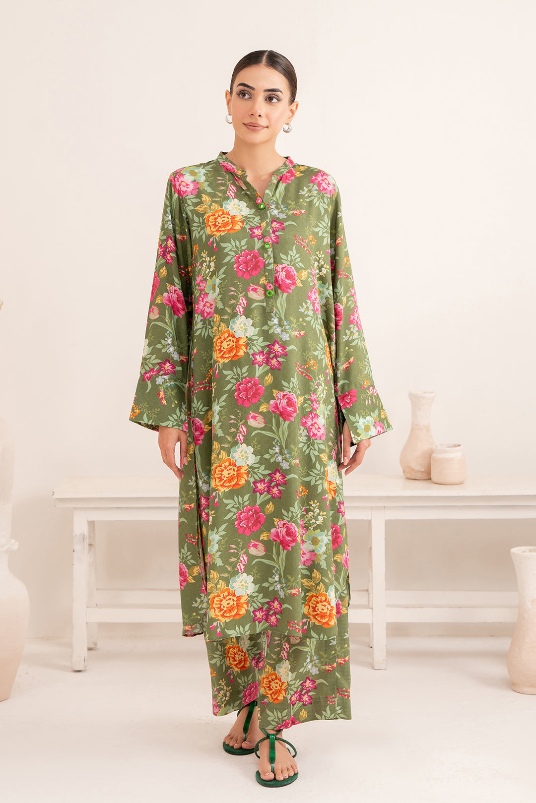 2 Piece - Digital Printed Linen Suit P001203