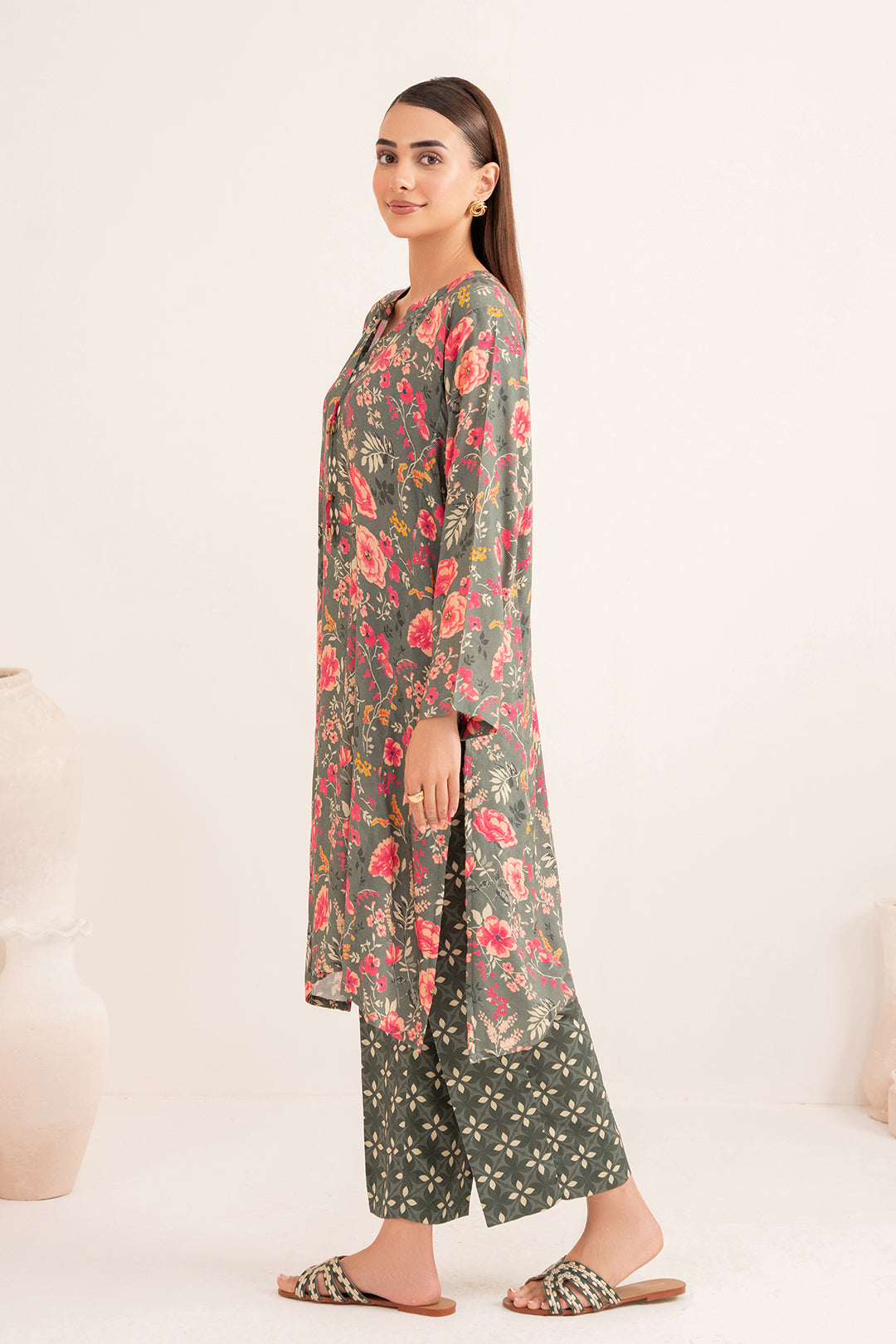 2 Piece - Digital Printed Linen Suit P001207