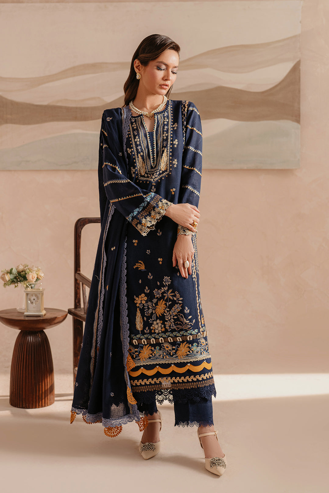 3 Piece - Embroidered Khaddar Suit LU01191