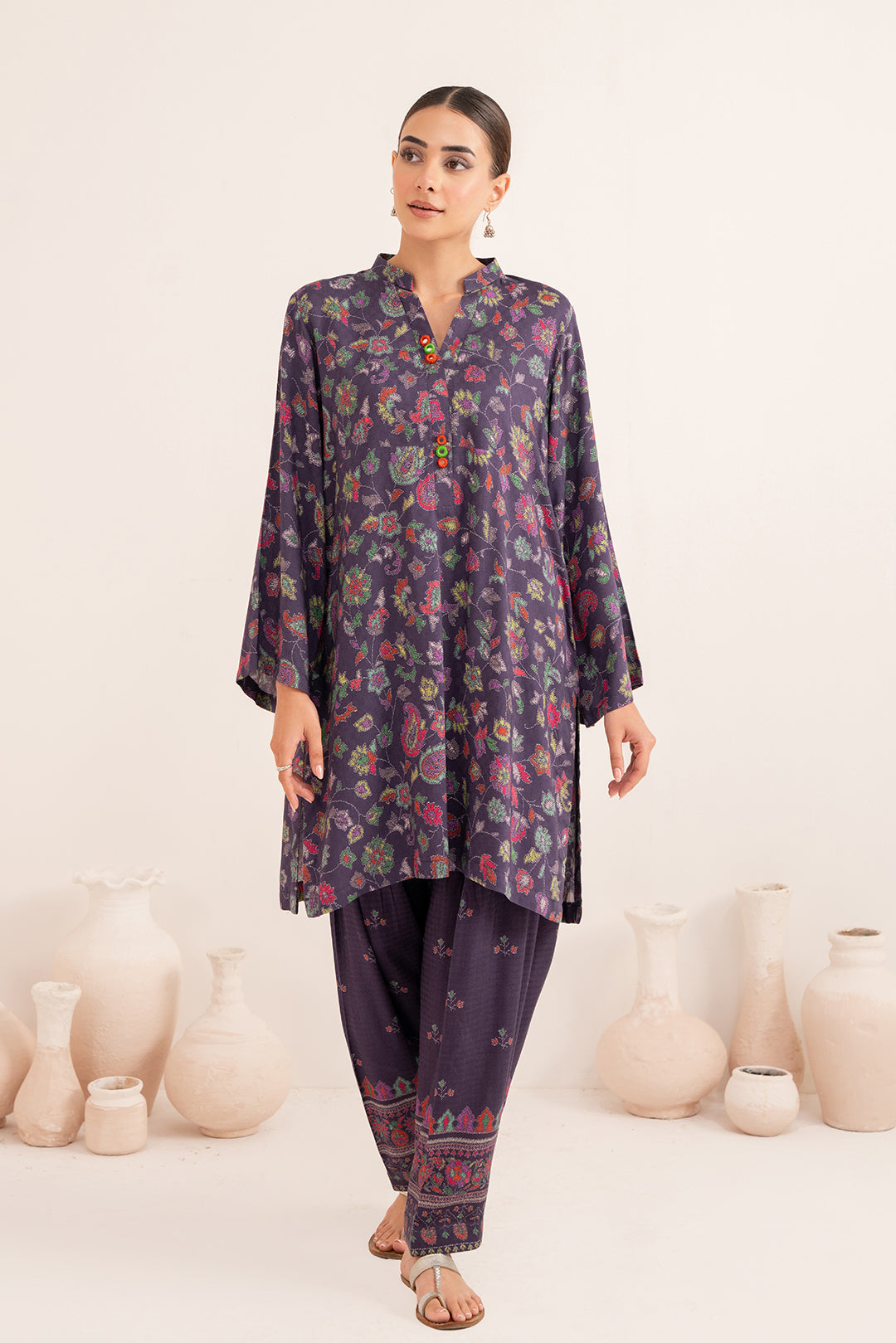 2 Piece - Digital Printed Linen Suit P001204