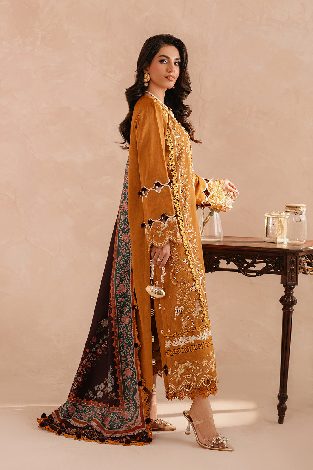 3 Piece - Embroidered Khaddar Suit LU01198