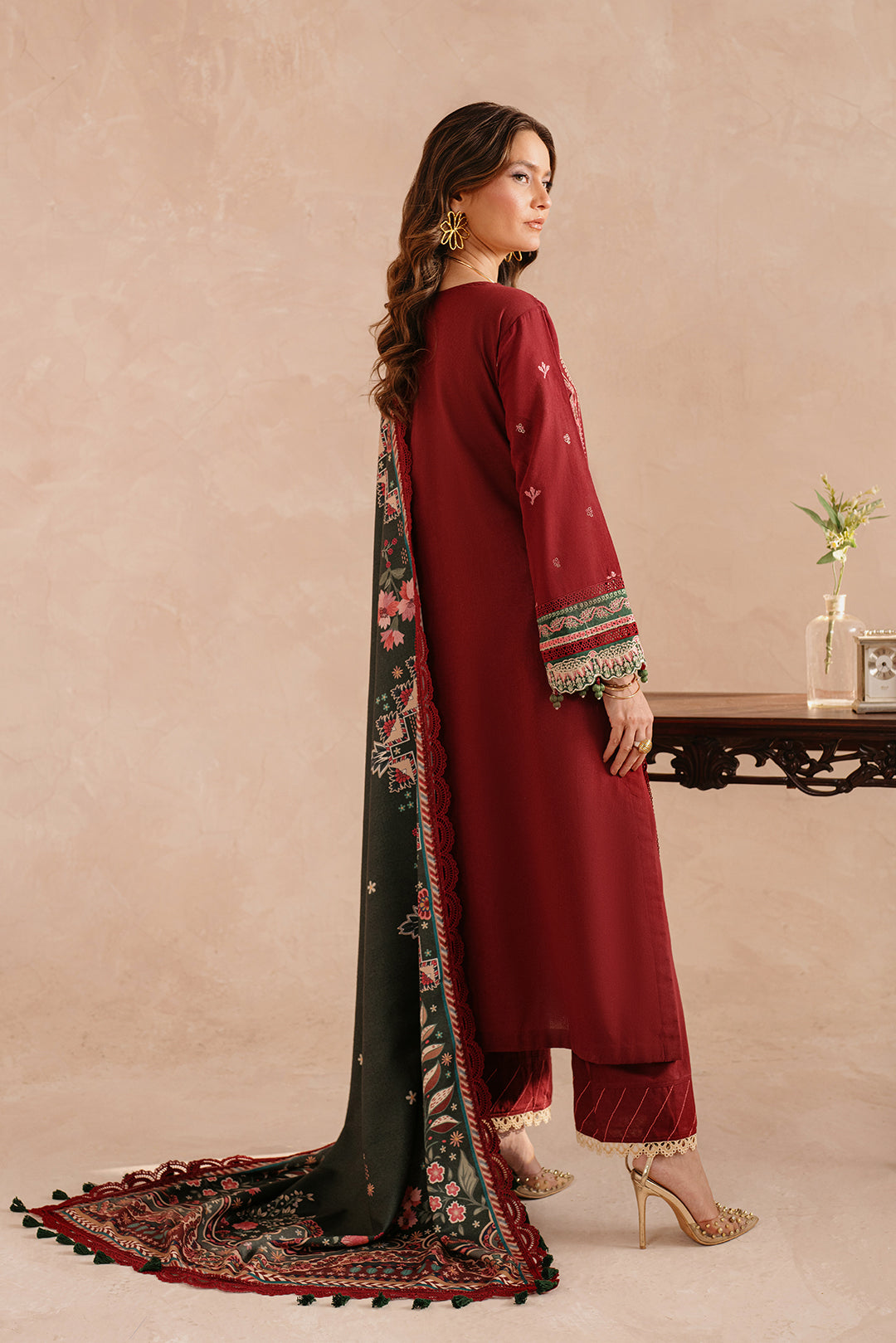 3 Piece - Embroidered Khaddar Suit LU01197