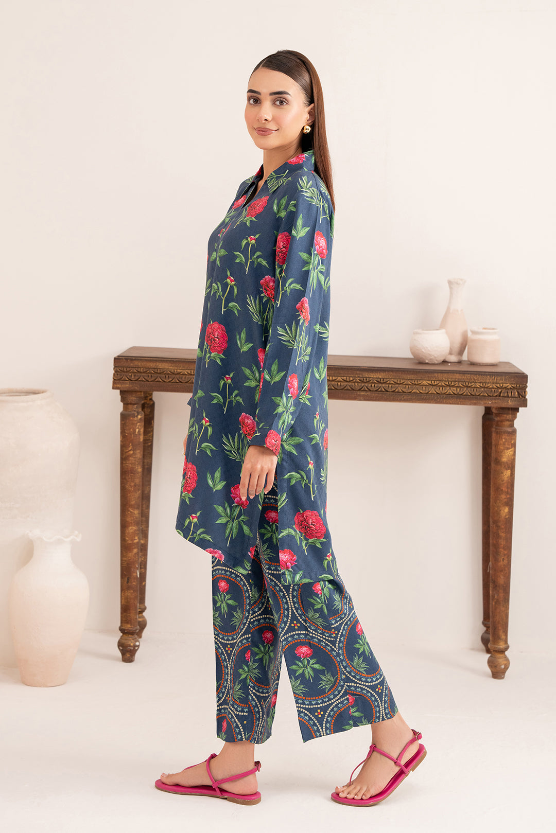 2 Piece - Digital Printed Linen Suit P001209