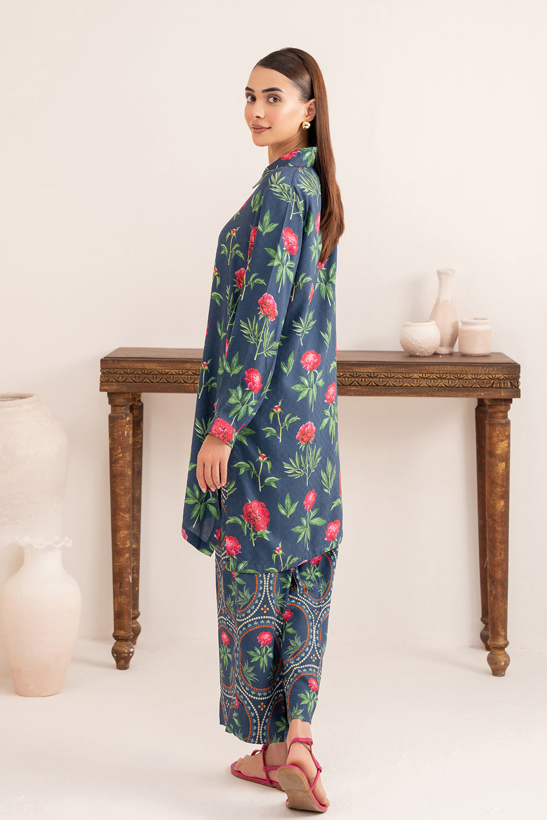 2 Piece - Digital Printed Linen Suit P001209