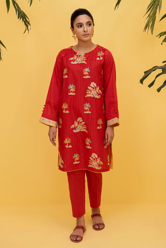 2PC Lawn Dyed Embroidery Shirt With Trouser P2268