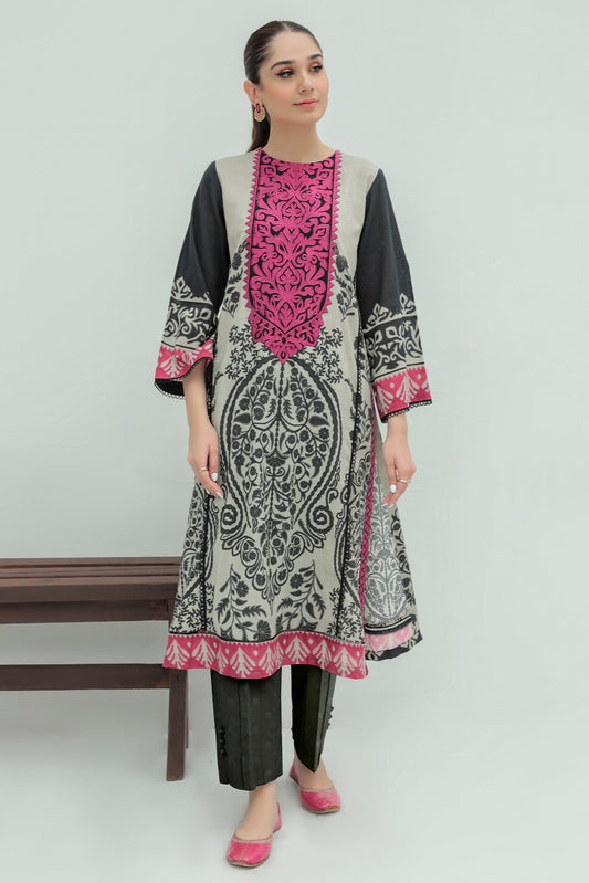 2 Piece - Embroidered Digital Printed Slub Khaddar Suit P0266