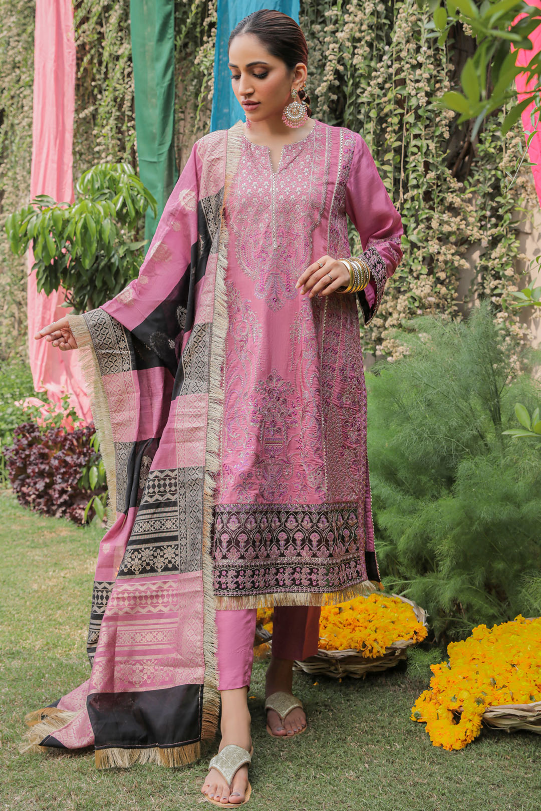 3 Piece - Embroidered Raw Silk Suit L0593 (SO)