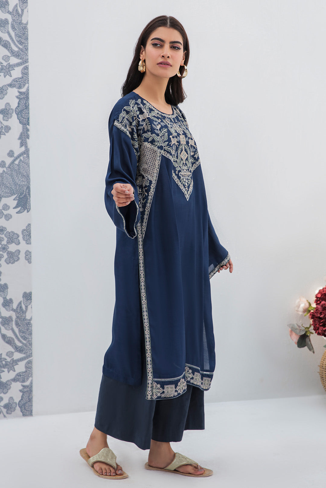 2 Piece - Dyed Embroidered Raw Silk Suit L2183