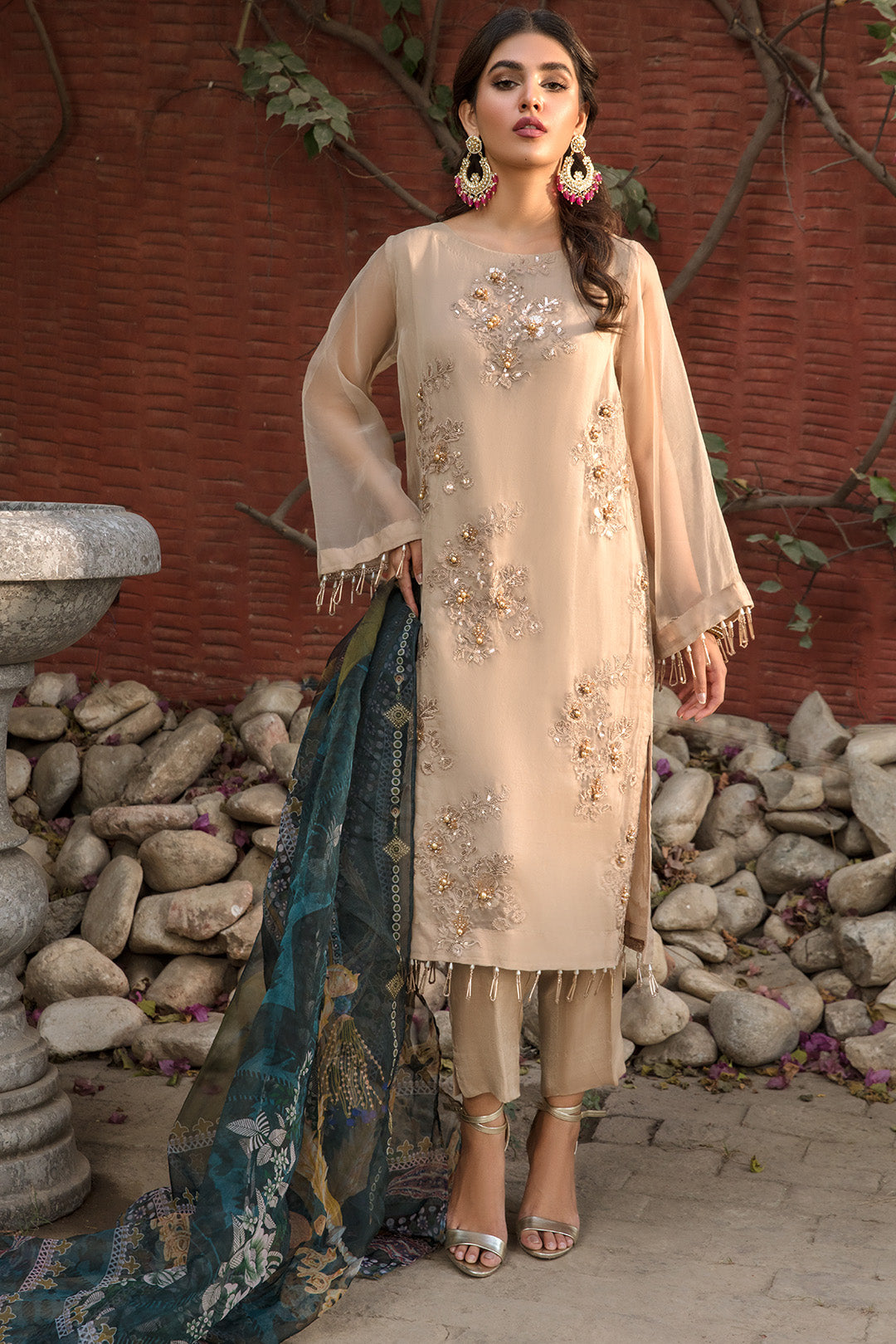 3 Piece - Embroidered Organza  Suit L2189