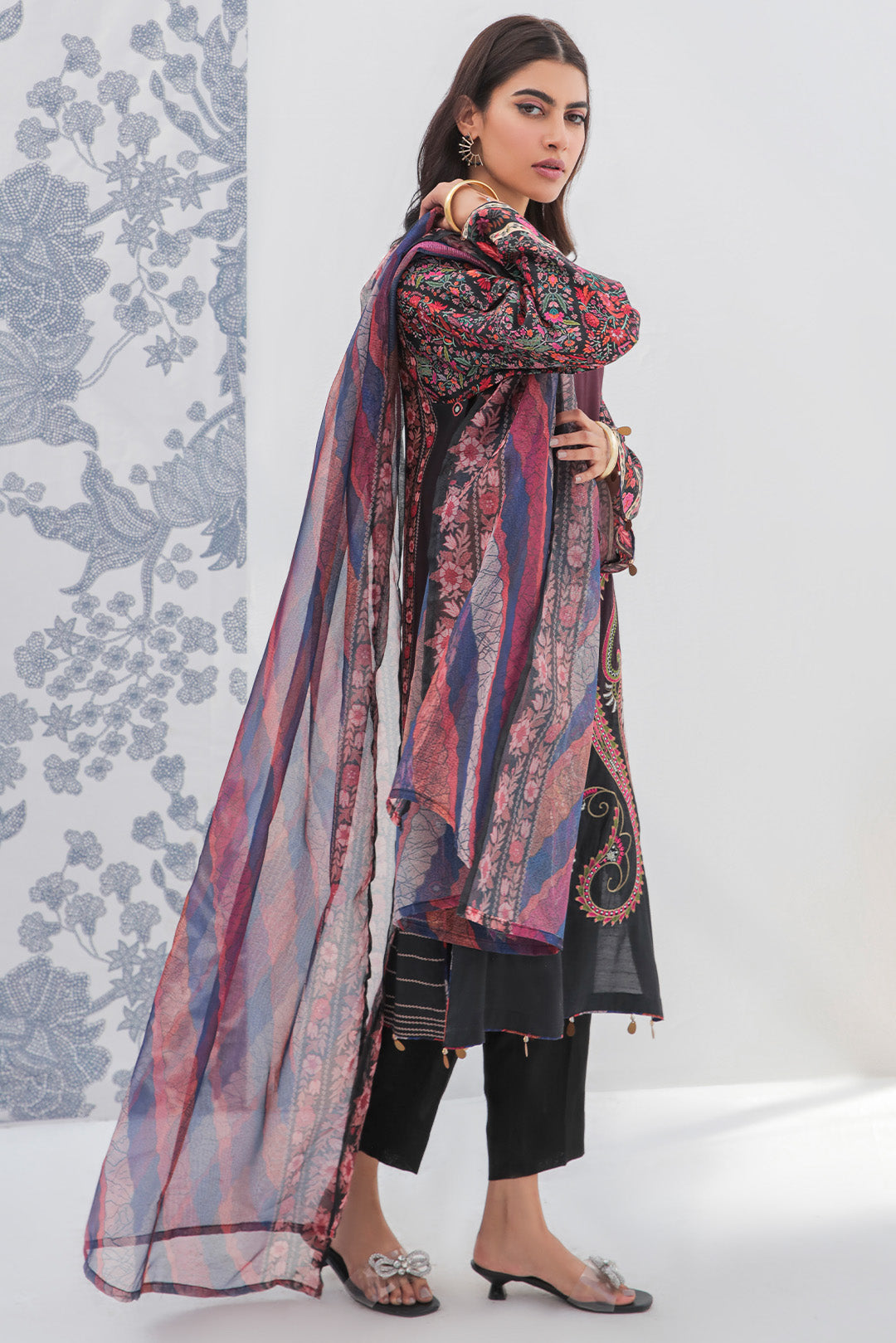 2 Piece - Embroidered Raw Silk Suit L2265