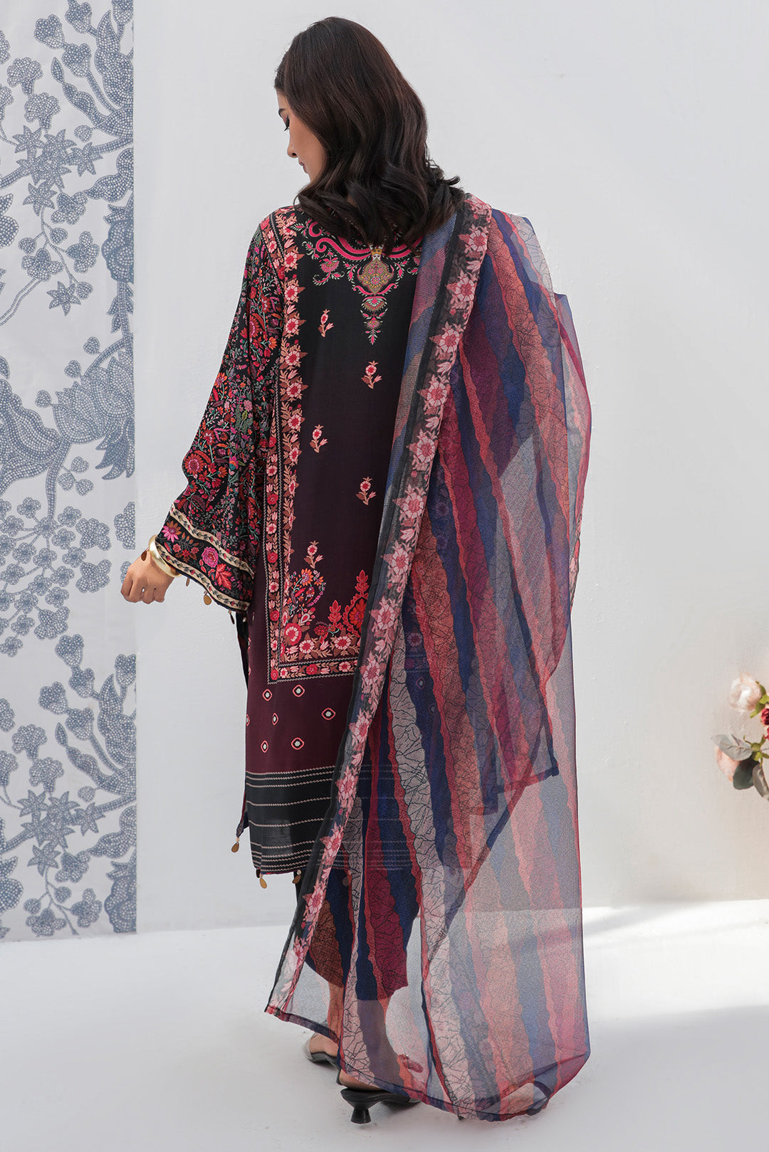 2 Piece - Embroidered Raw Silk Suit L2265