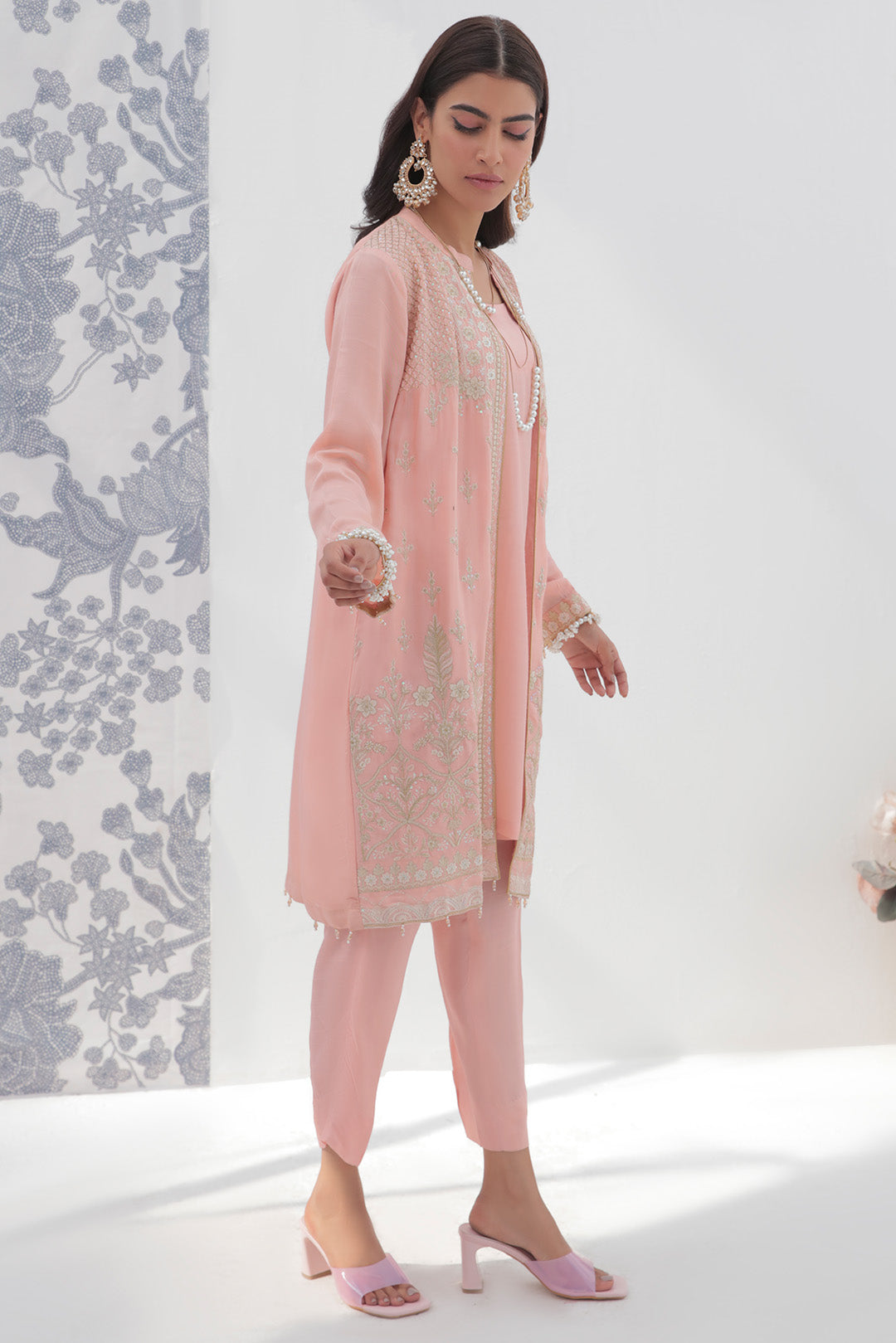 3 Piece - Dyed Embroidered Raw Silk Suit L2307