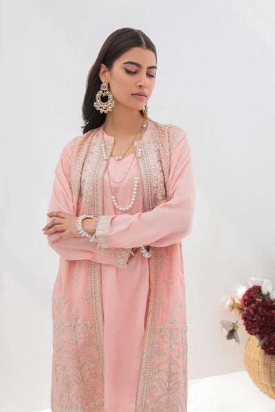 3 Piece - Dyed Embroidered Raw Silk Suit L2307
