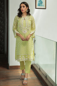 2PC Luxury Organza Jacquard Shirt With Raw Silk Trouser L2311
