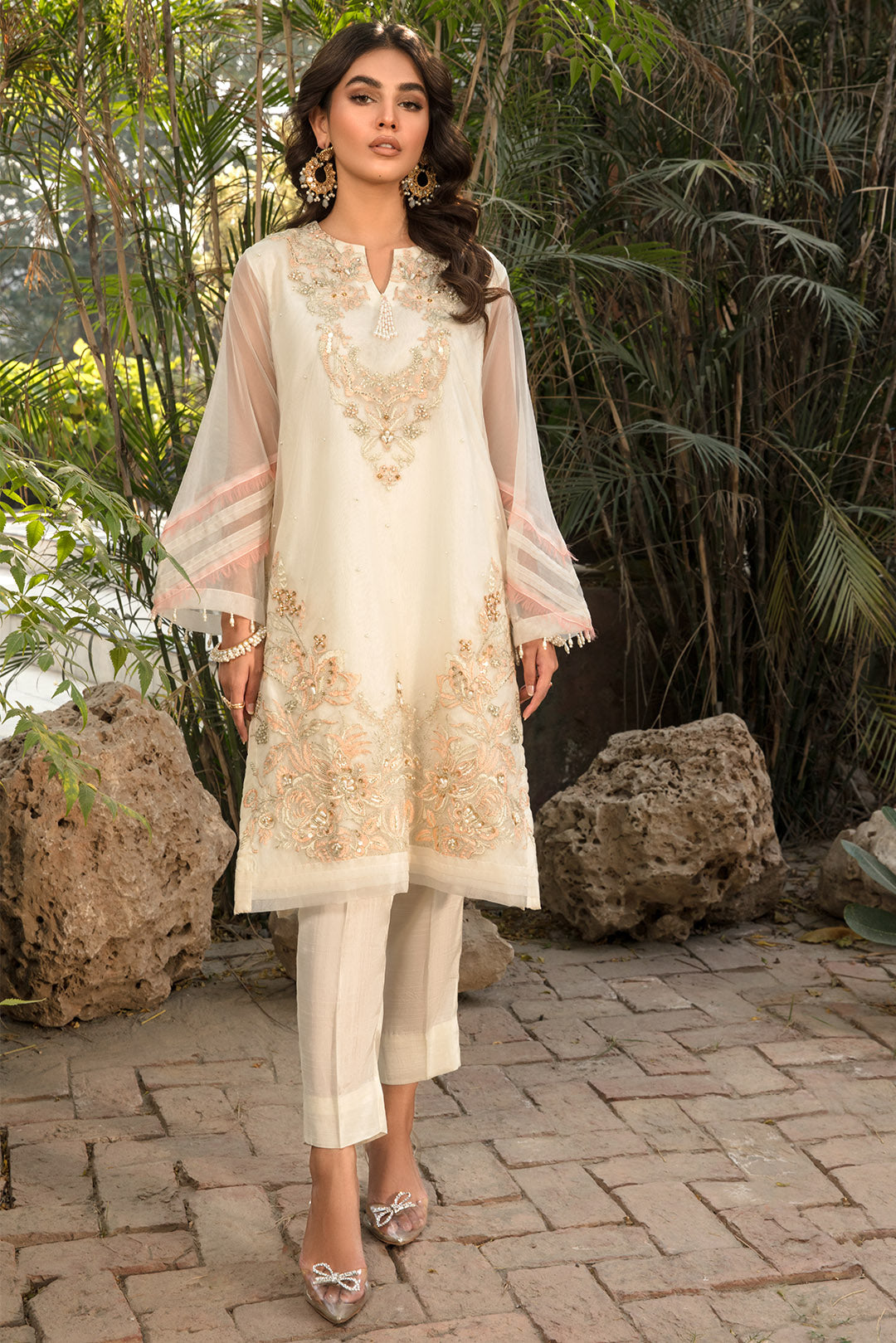 2 Piece - Embroidered Organza Suit- L2684