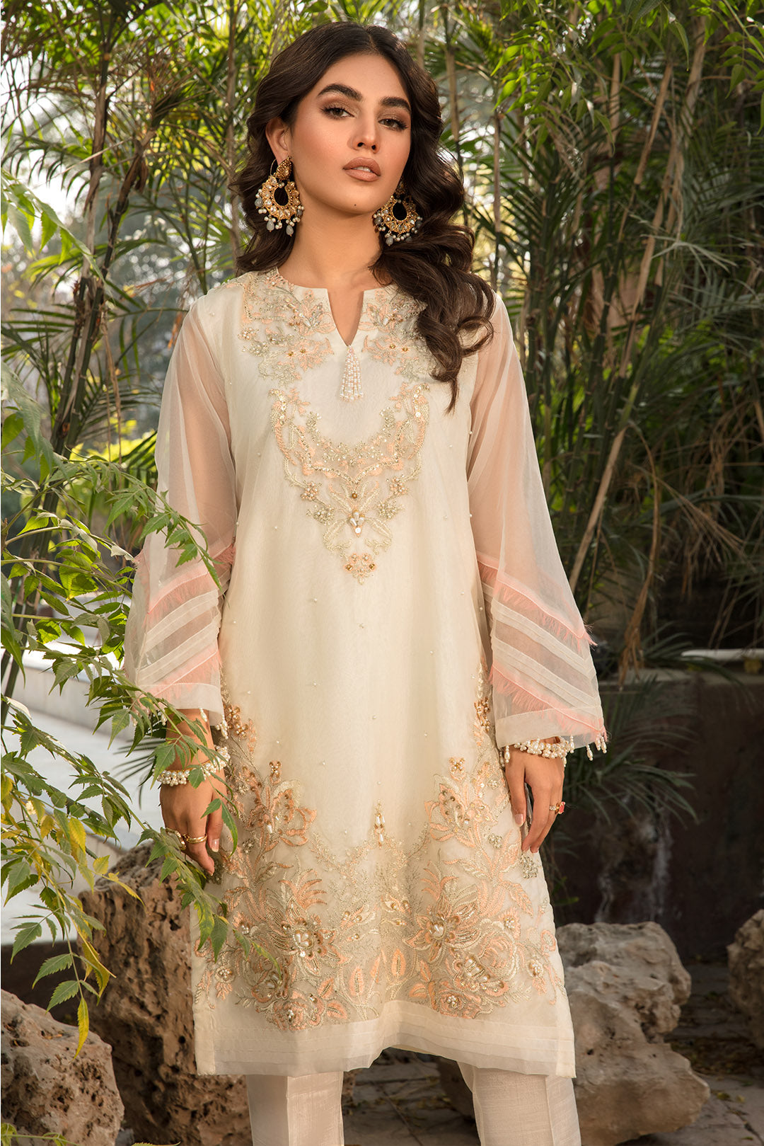 2 Piece - Embroidered Organza Suit- L2684