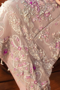 3 Piece - Embroidered Chiffon suit with Embellishment L2842