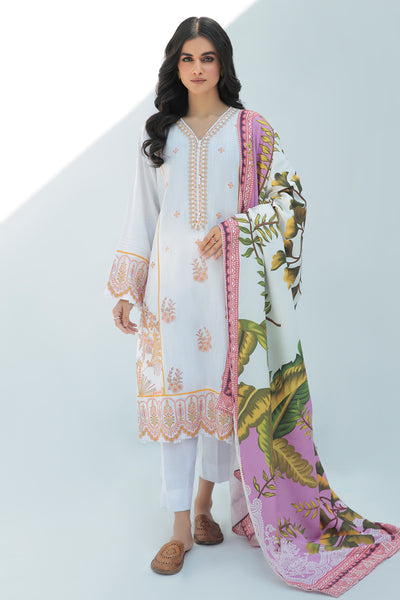 3 Piece  - Dyed Embroidered Infinity Linen Suit P0003