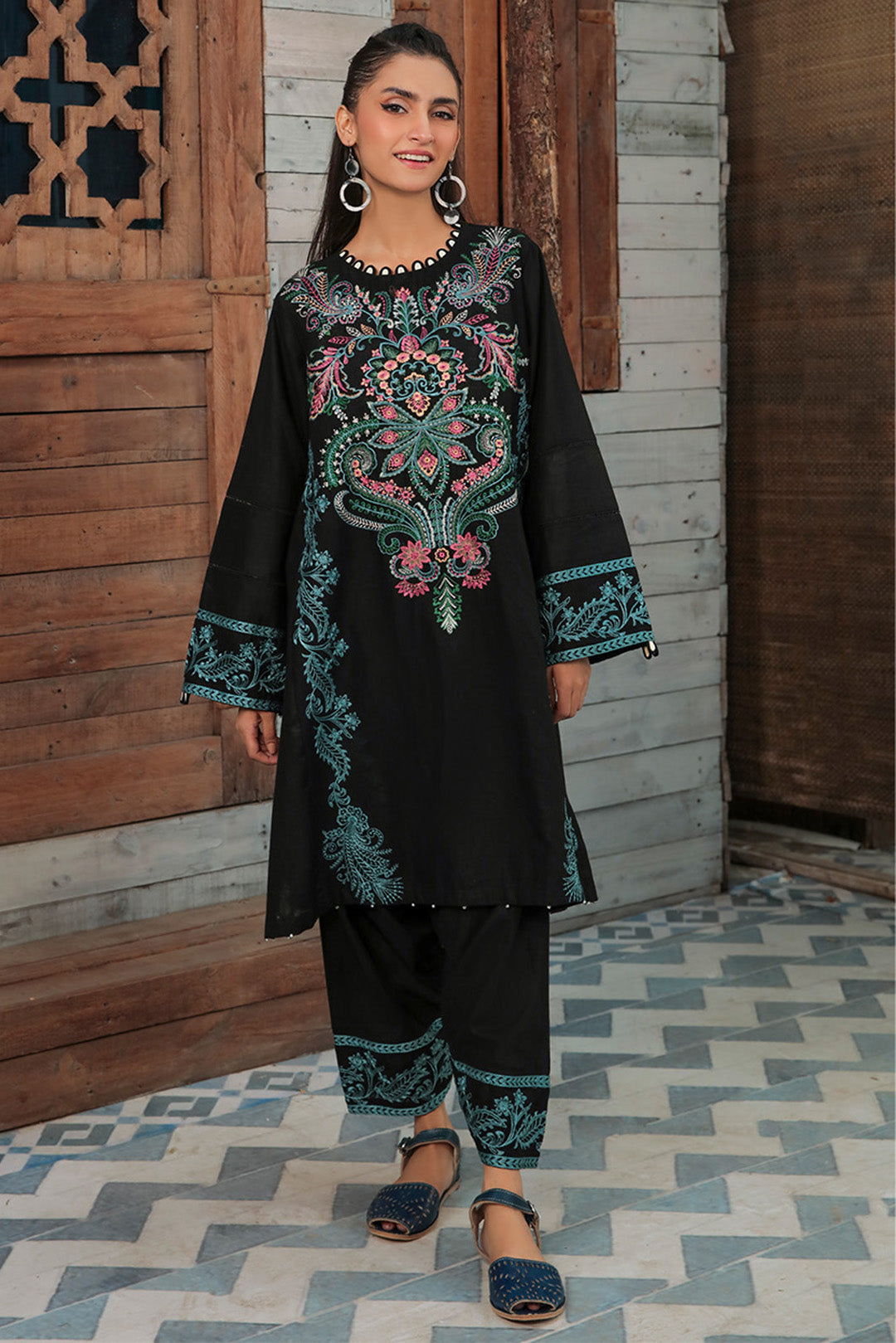 2 Piece black embroidered Suit
