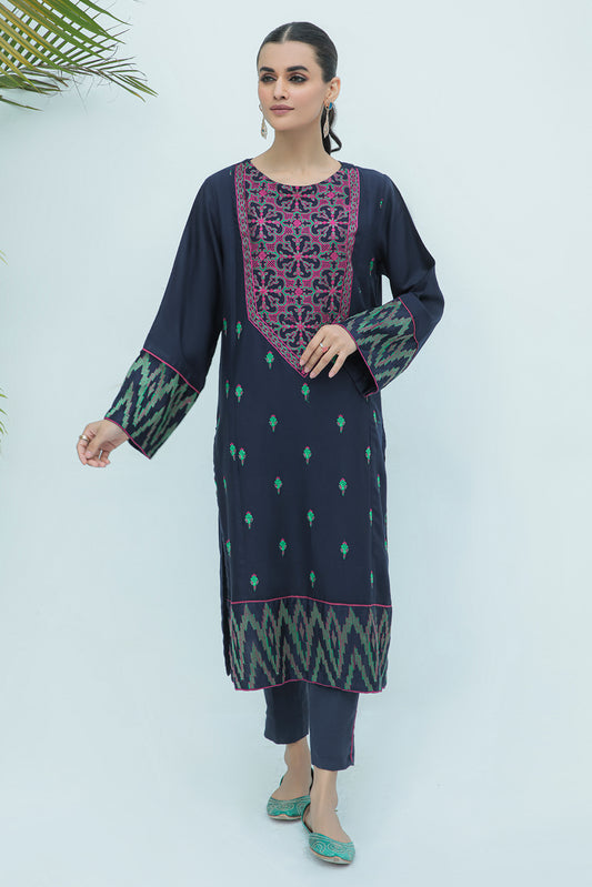 1 Piece  - Dyed Embroidered Plain Khaddar Shirt P0011
